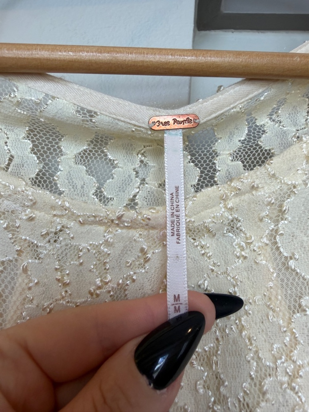 Free People Cream Lace Mini Dress Boho Romantic Size M - Picture 7 of 15